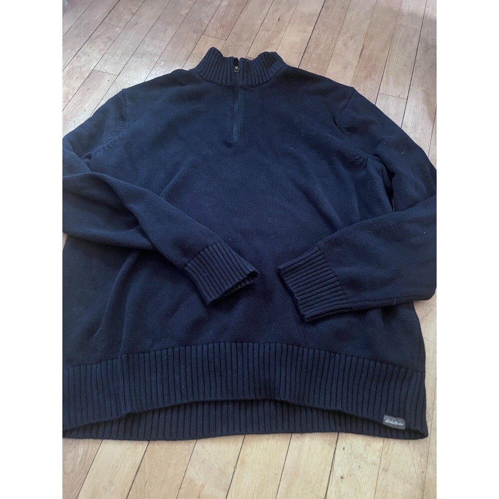 Men’s Eddie Bauer  1/4 Zip Pullover Sweater Navy Gray XL Preppy Outdoor Casual